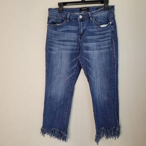 Judy Blue Women's Frayed Jeans Size 9/29 Blue Denim Cotton Straight Fit Pockets
